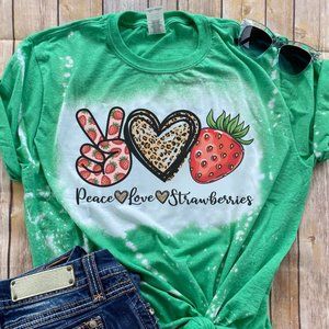 Peace Love Strawberries Graphic T-shirt